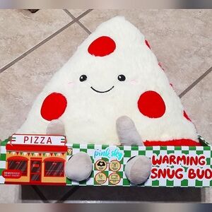 Pink Sky Pizza Slice Warming Snug Bud 14 Inch Plush